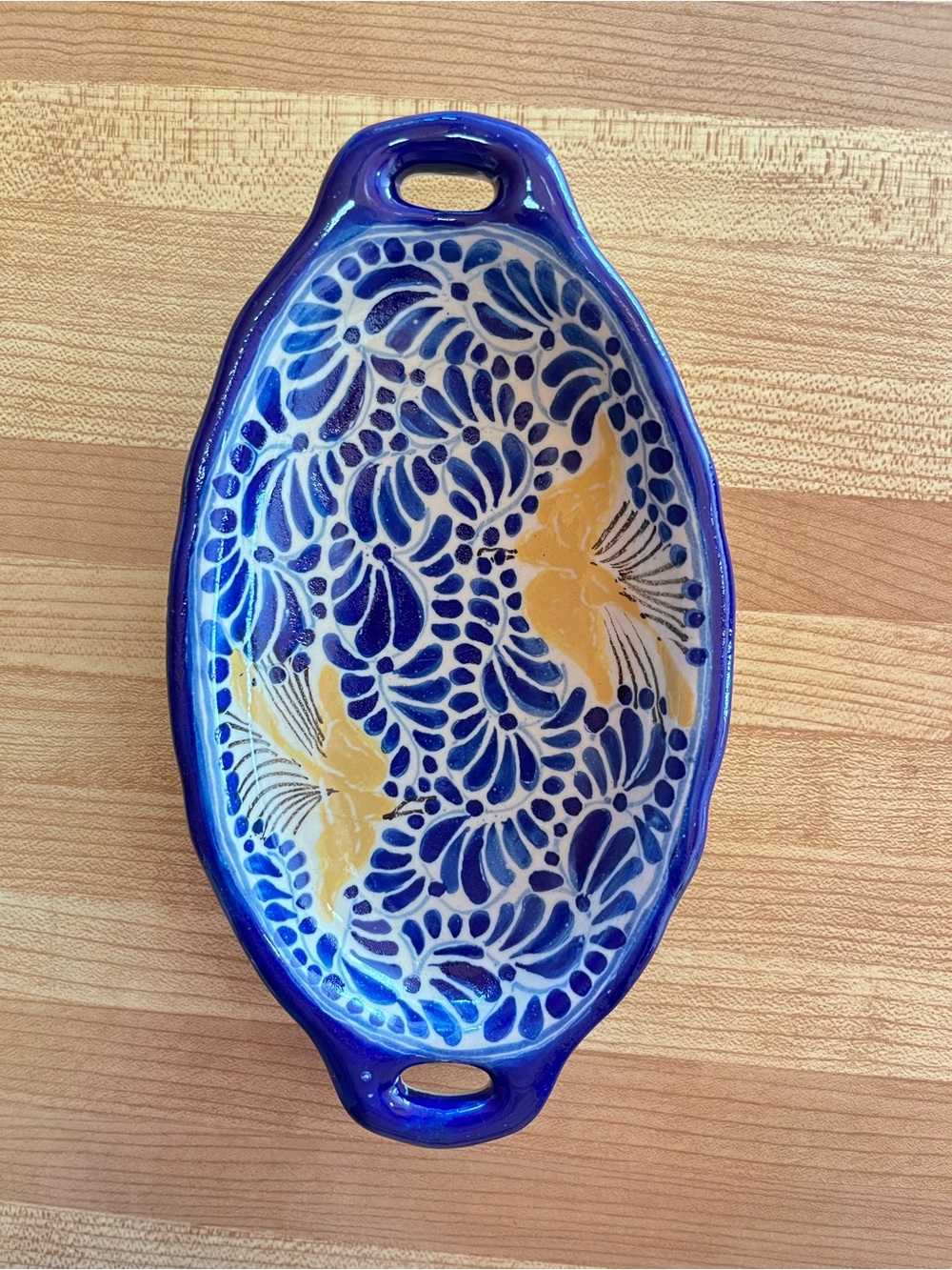 Uriarte Talavera Mexican Pottery Dish With Handles